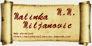 Malinka Miljanović vizit kartica